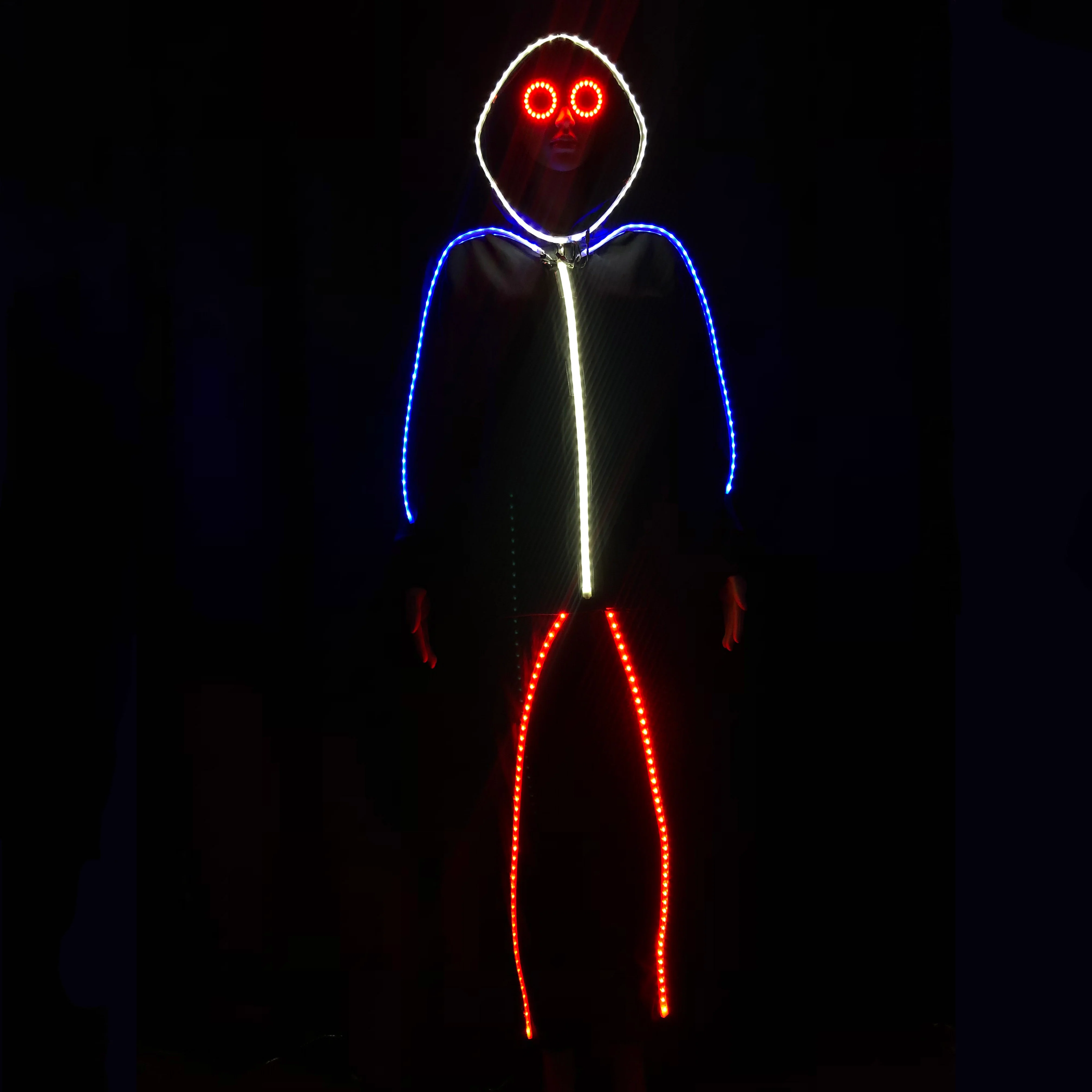 RED WHITE and BLUE Super Limited Edition LED stickman suit - Glowy Zoey