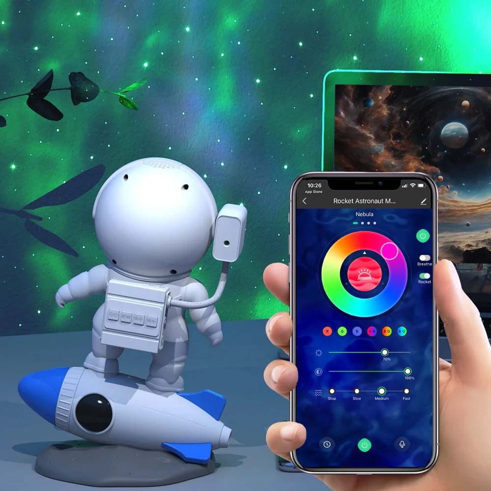 Rocket Astronaut Nebula Star Projector - Glowy Zoey