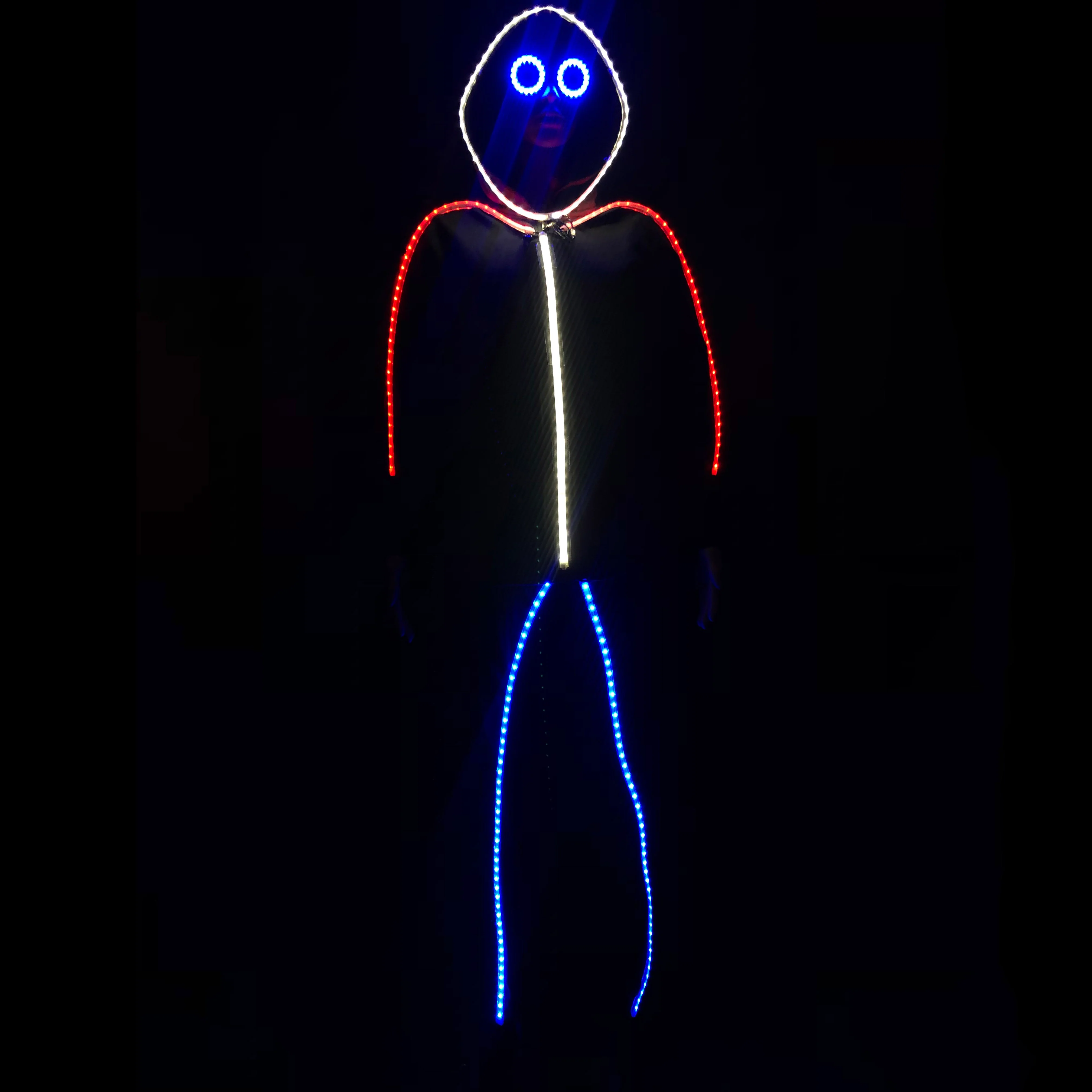 RED WHITE and BLUE Super Limited Edition LED stickman suit - Glowy Zoey